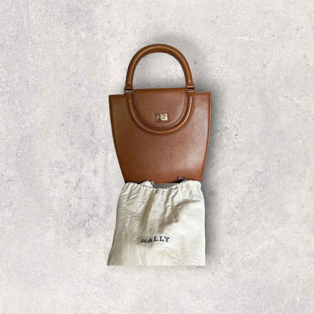 Vintage Bally Structured Top Handle Satchel (Brown Leather with Turnlock) - Picture 1 of 7